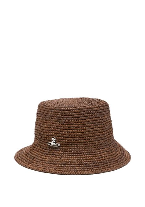 rafia bucket hat woman caramel VIVIENNE WESTWOOD | 81020009-K005NC405